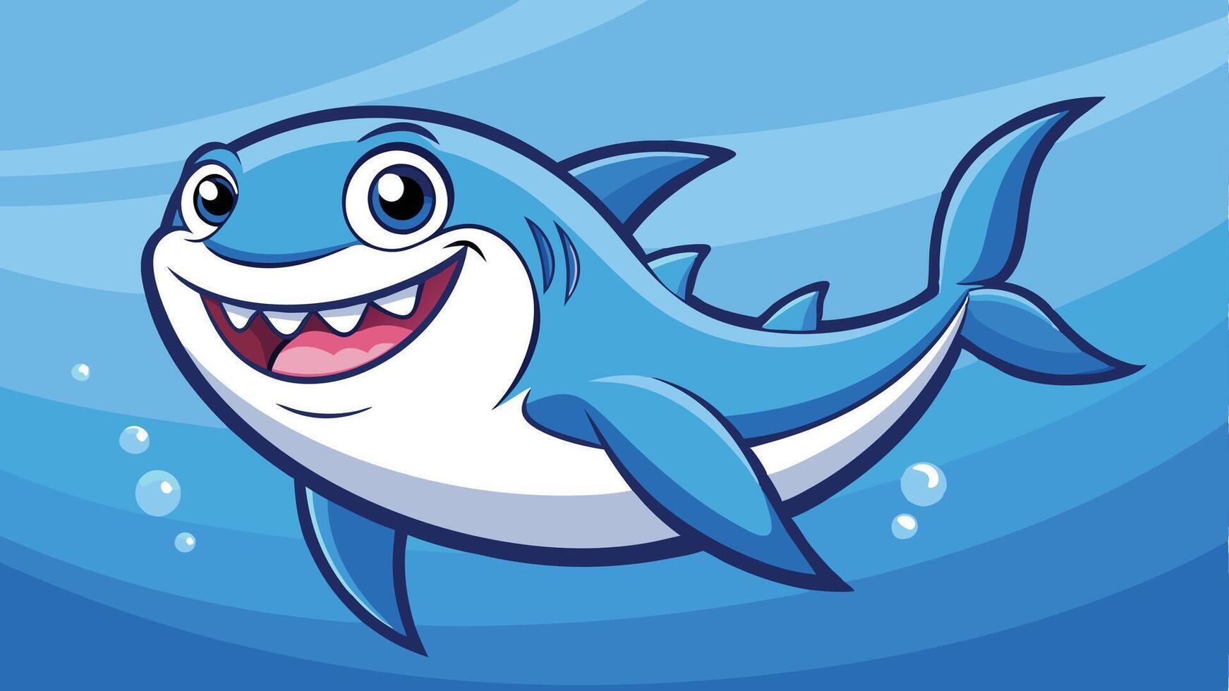 a cartoon shark swimming in the ocean vector