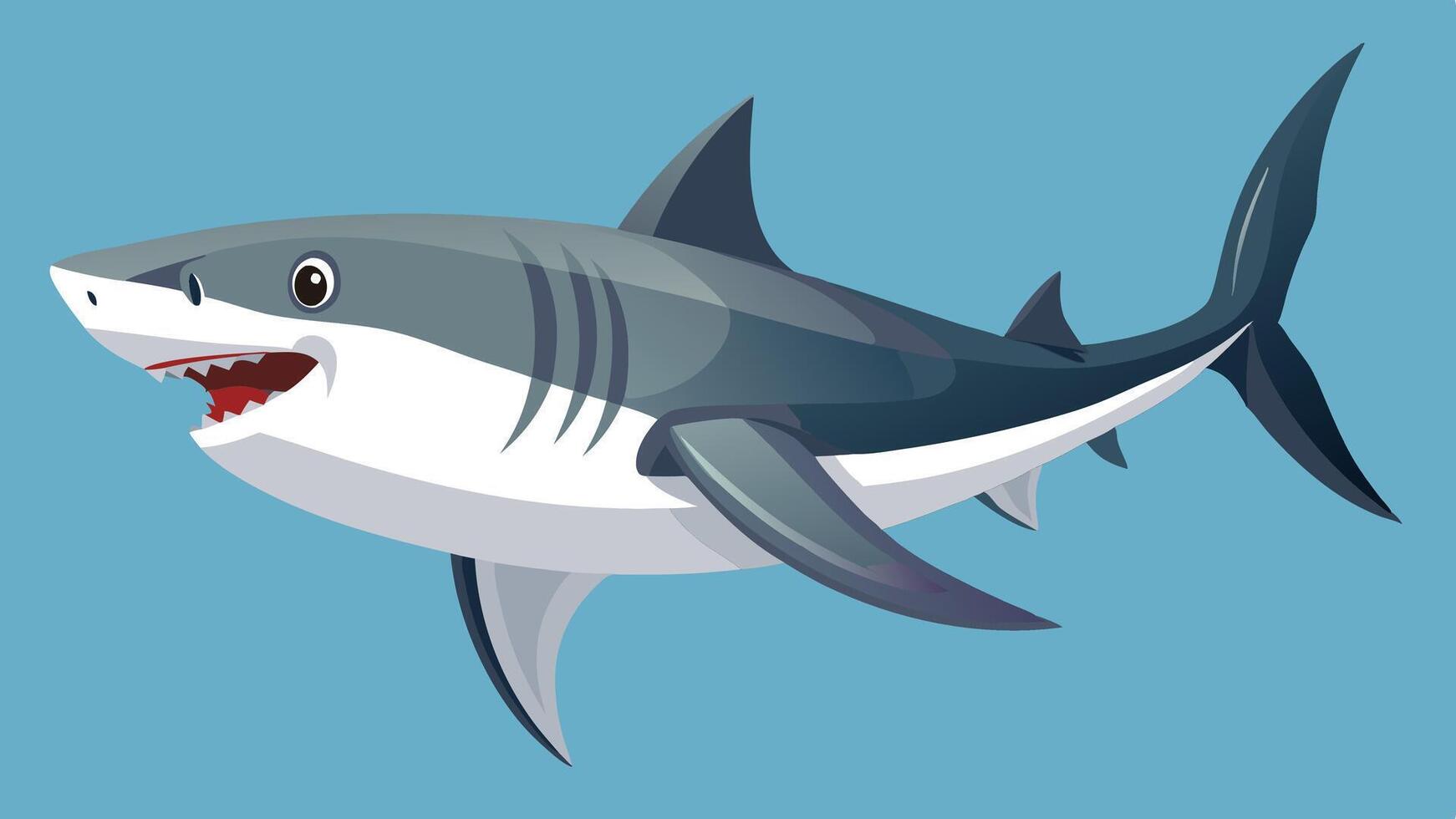 a cartoon shark with open mouth and teeth vector