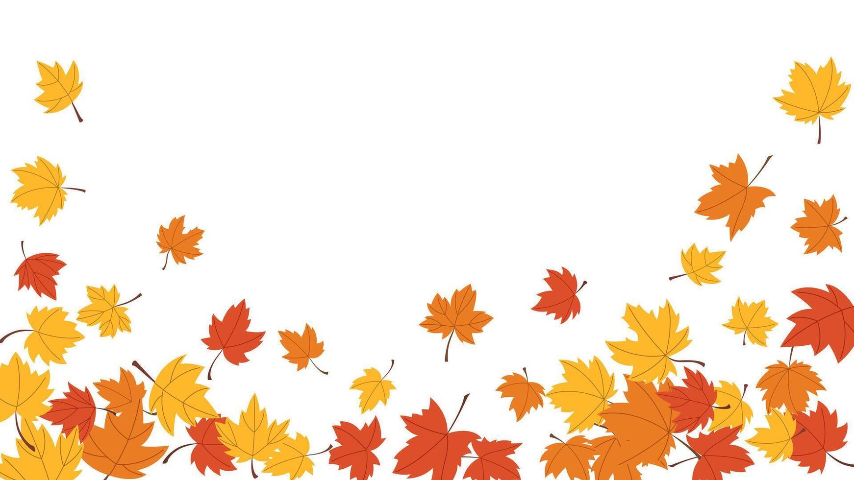 Red, yellow and orange maple leaf decor invitation greeting card, frame fall season and autumn background vector