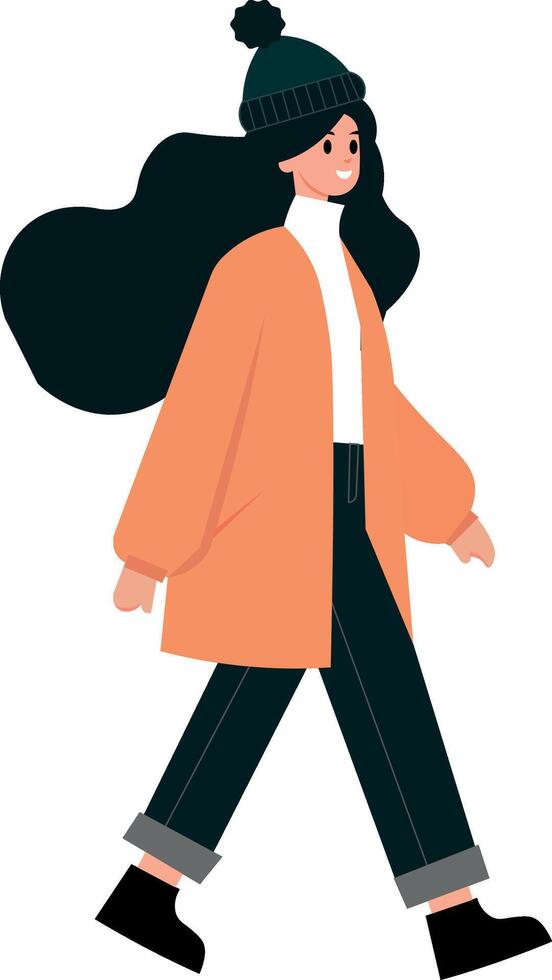 Flat illustration woman, shopping, with bags in hand vector