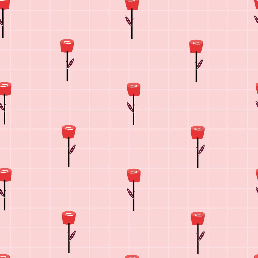 Seamless Red Tulip Pattern on Soft Pink Background for Decoration vector