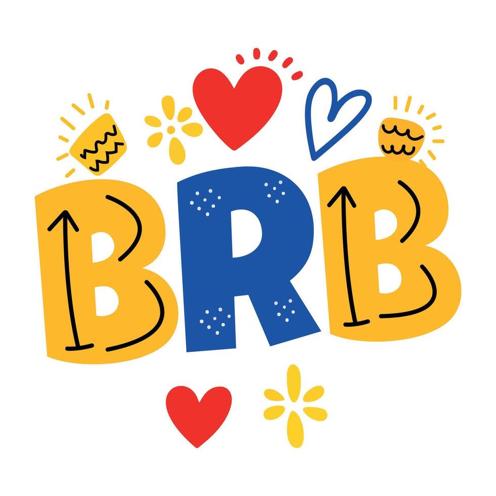 Brb sticker in flat style vector