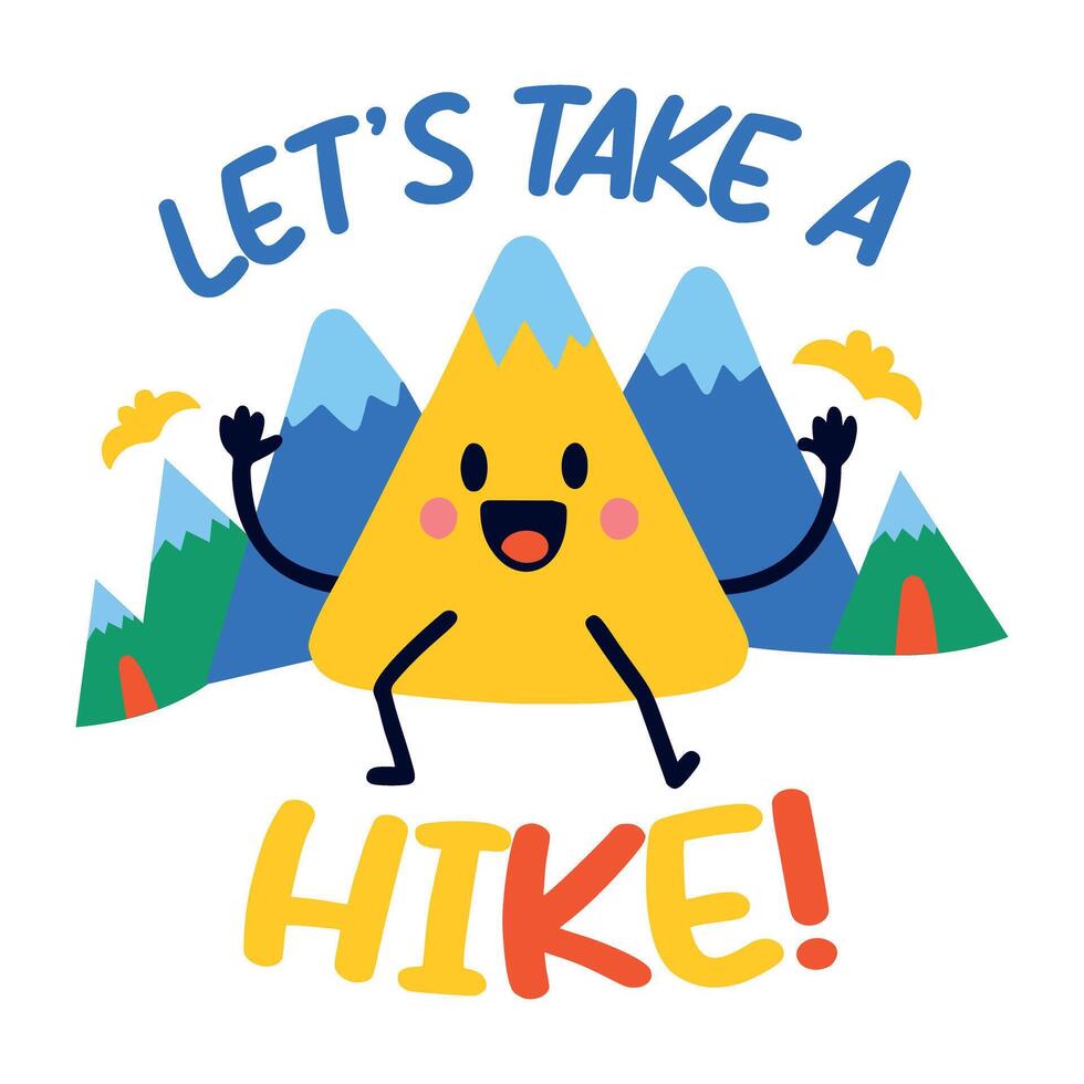 Mountain hiking sticker in flat style vector