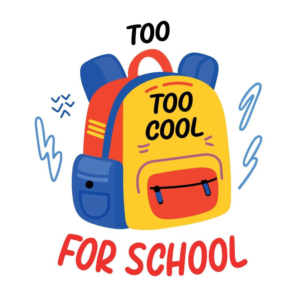A flat sticker of a bag with typography vector