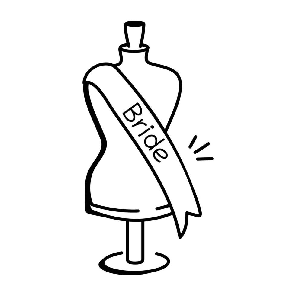 A hand drawn icon of bridal sash on a dummy vector