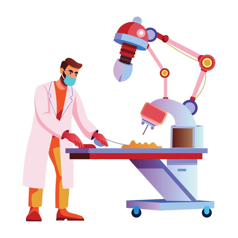 A flat illustration of nanotechnology surgery robot vector