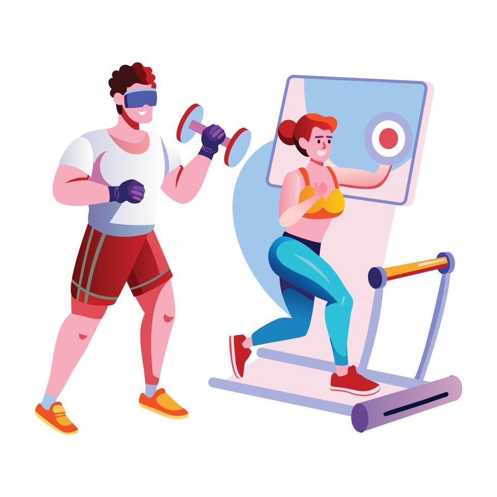 Vr exercise illustration in flat style vector