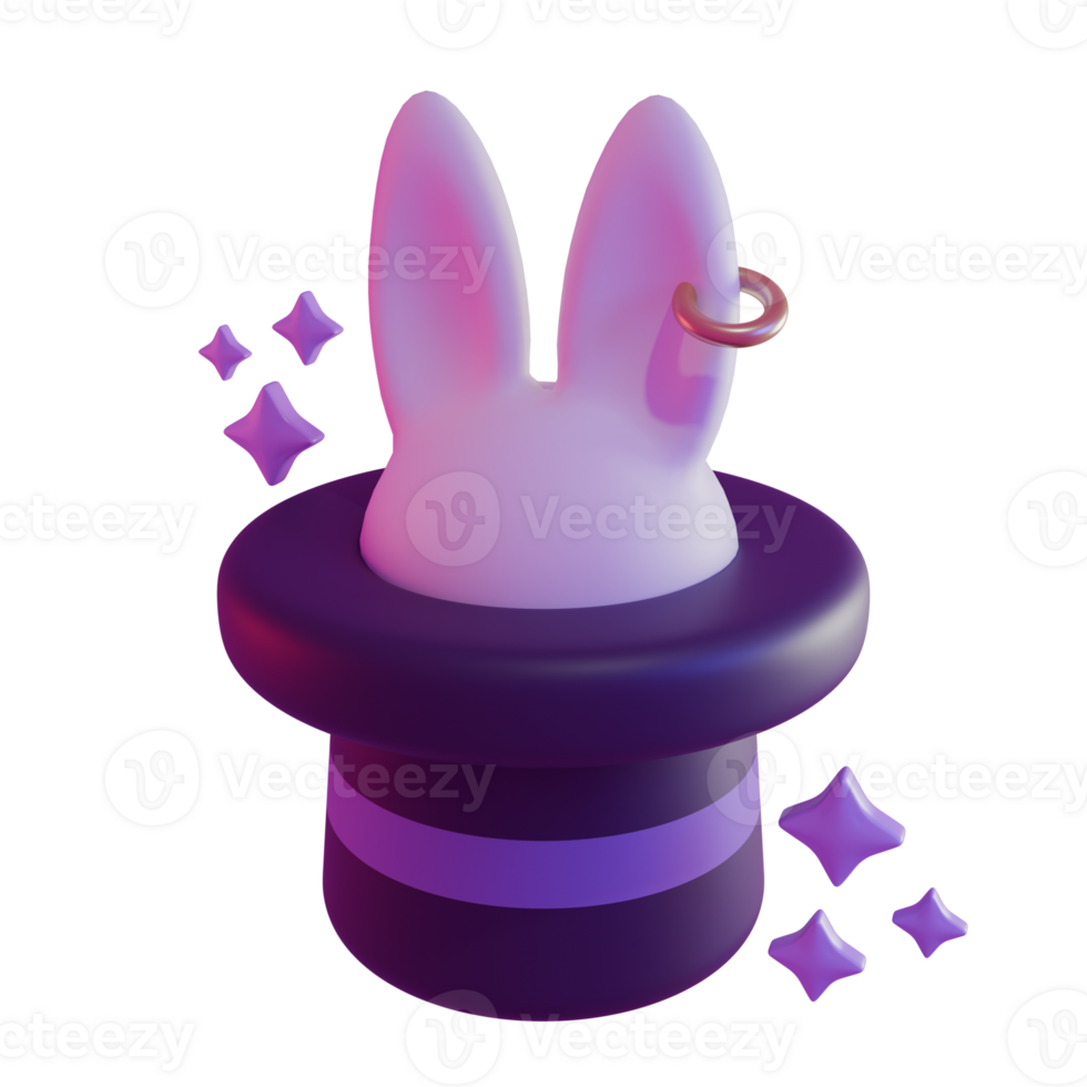 A purple rabbit in a magician's hat png