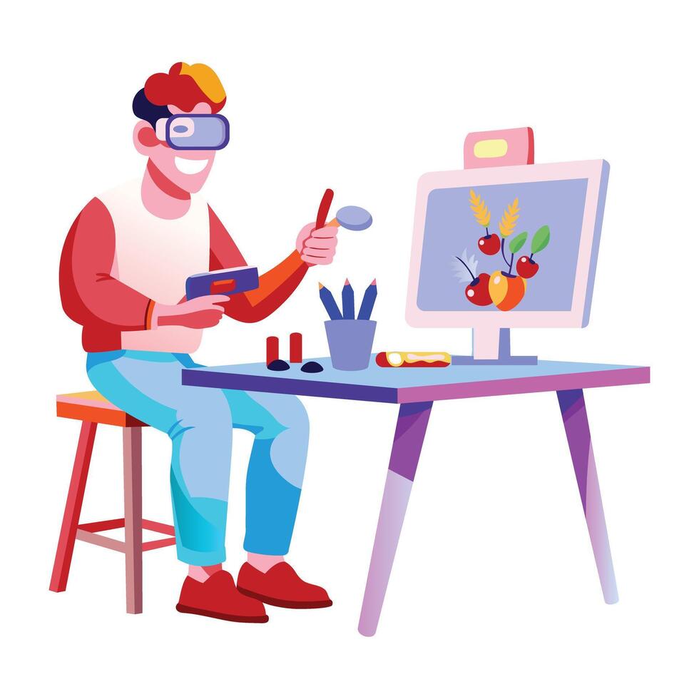 A flat illustration of ar crafting vector