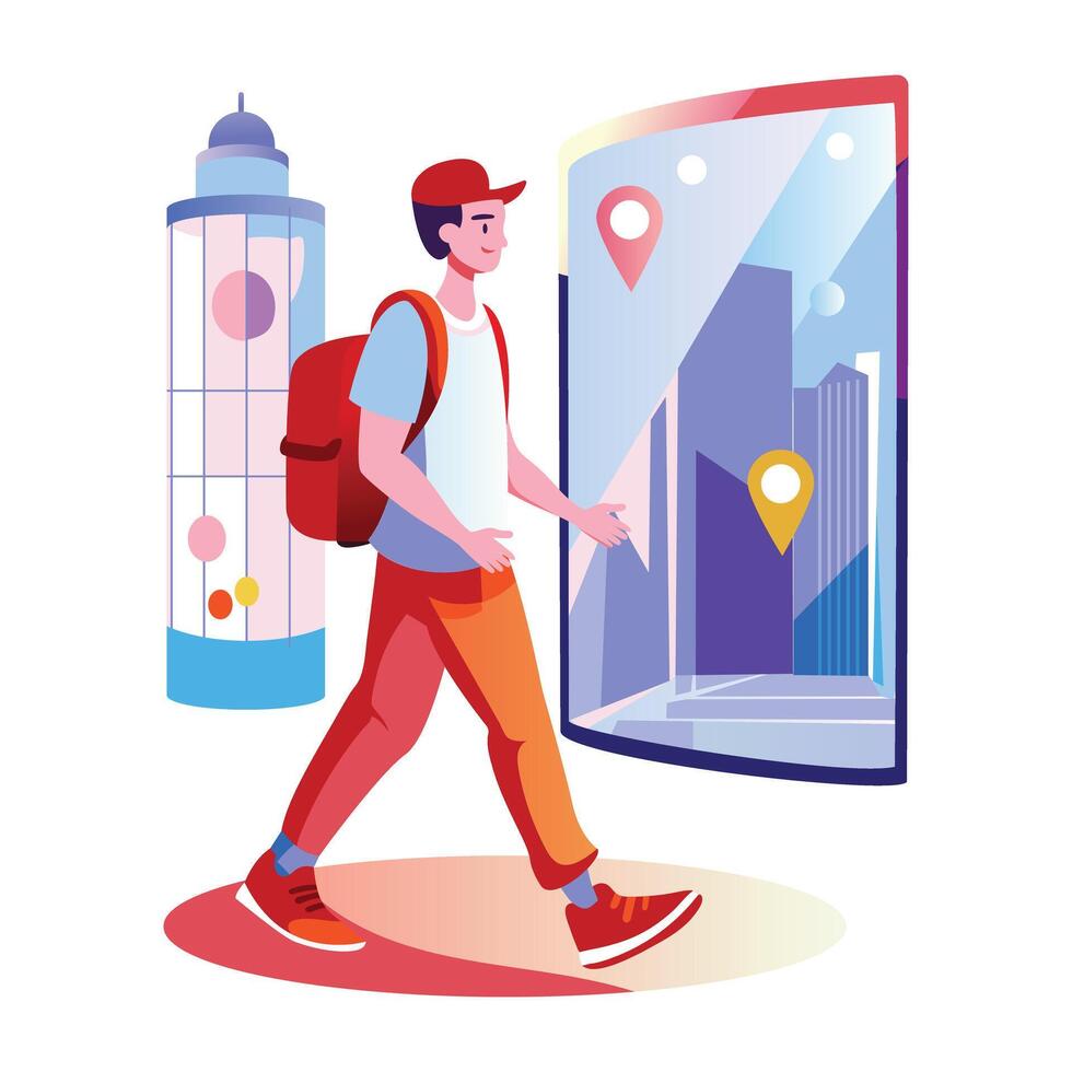 A flat illustration of location tracking technology vector