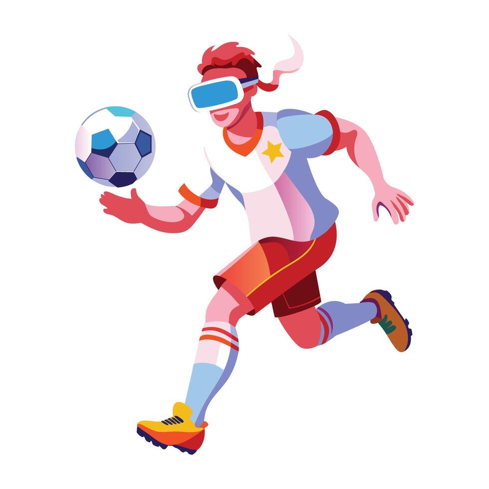 A flat illustration of a character playing vr sports vector