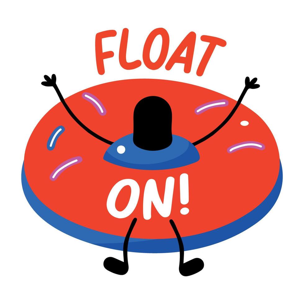Flat sticker of a donut float with the text float on vector