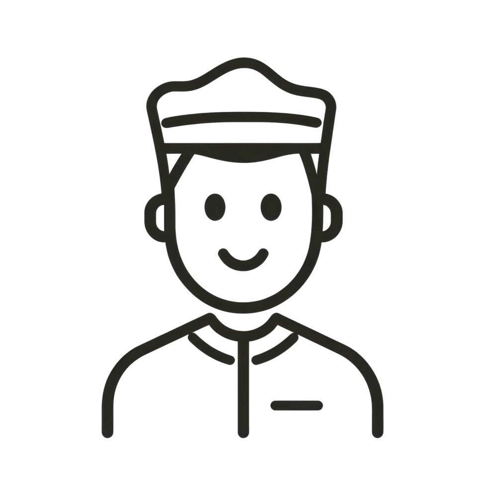 Minimalist Hotel Staff Icon with Smiling Uniform Clad Figure png
