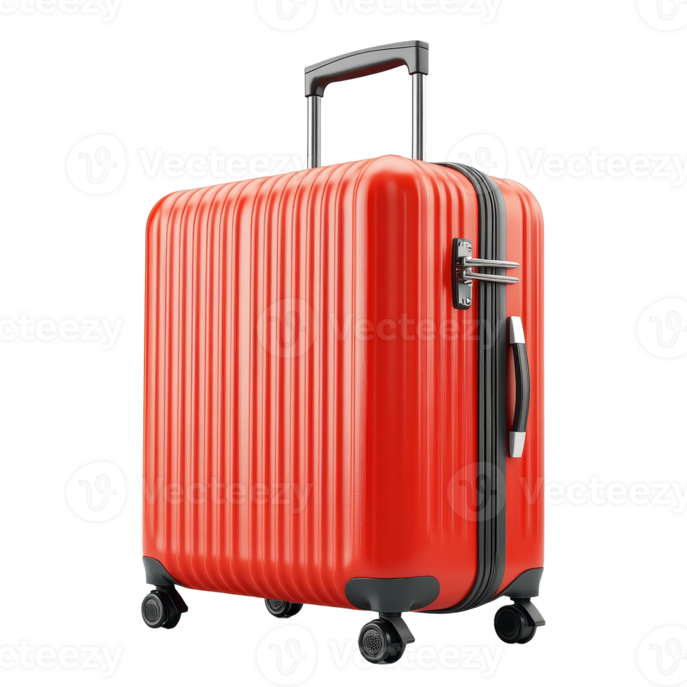 Vibrant Red Hardshell Suitcase on Wheels for Stylish and Practical Travel png