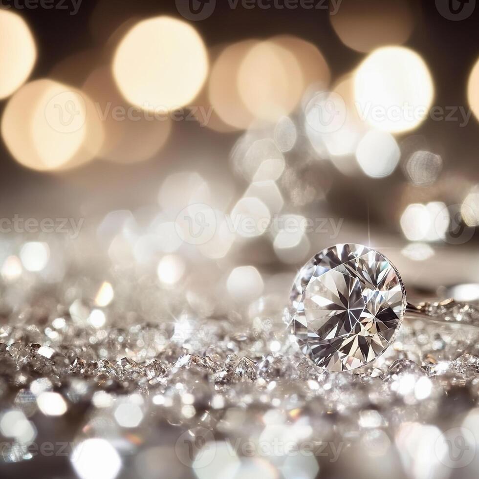 Luxurious jewelry with sparkling diamonds on elegant background. photo