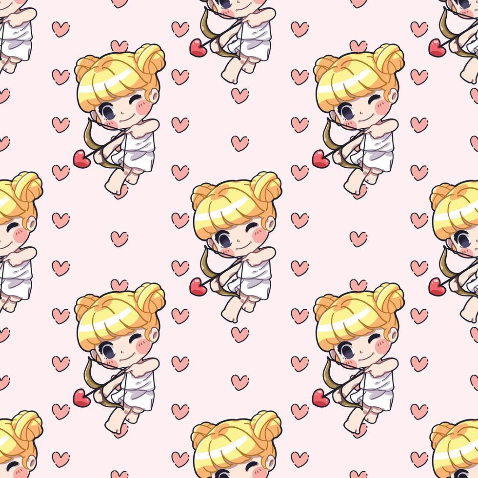 Cupid shooting an arrow pattern vector