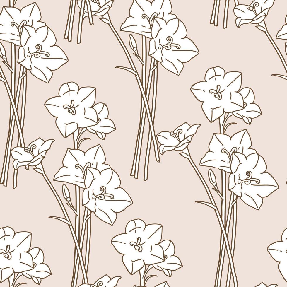 Bouquet pattern with a simple creamwhite tone vector