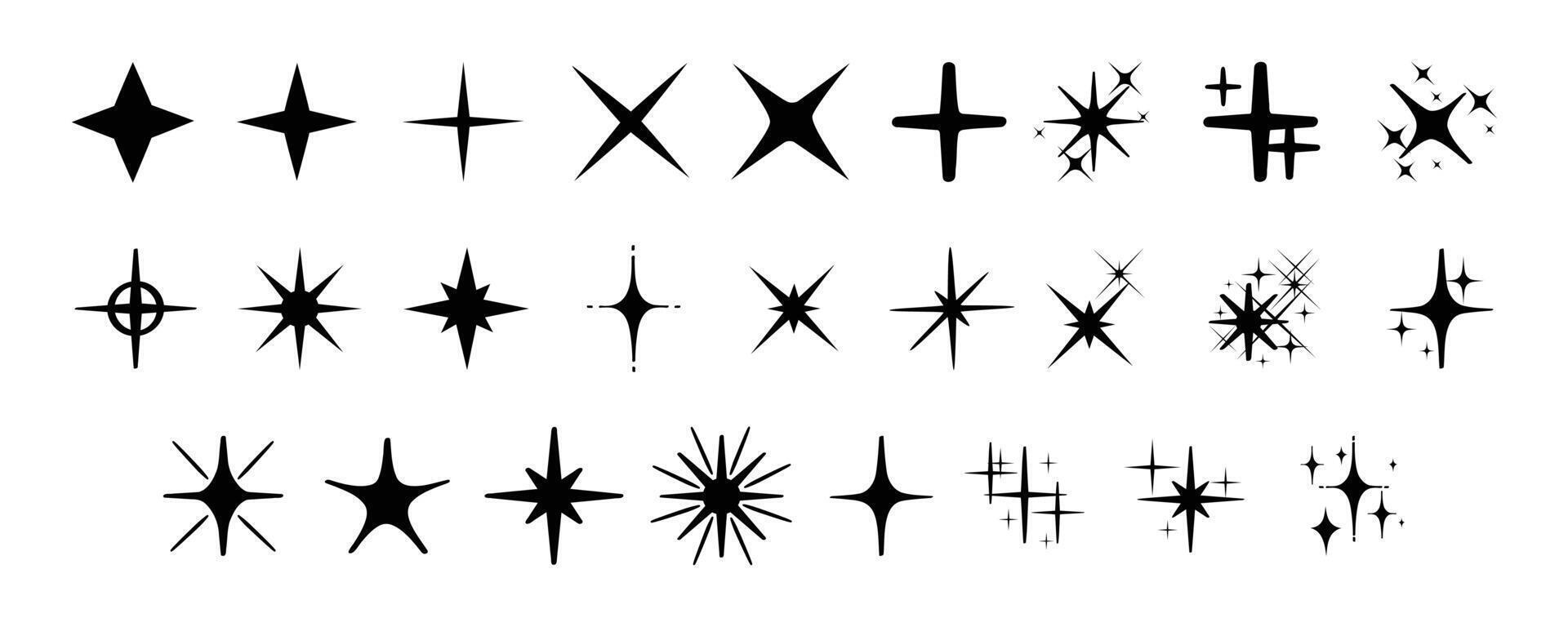Sparkling silhouette. Star shining blinks in cartoon flat style. Twinkle flash pictogram. Shiny glitter effect symbol. Illustration of blinking star. vector