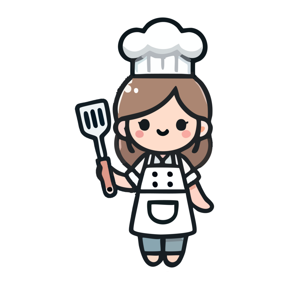 cartoon girl chef is cooking png