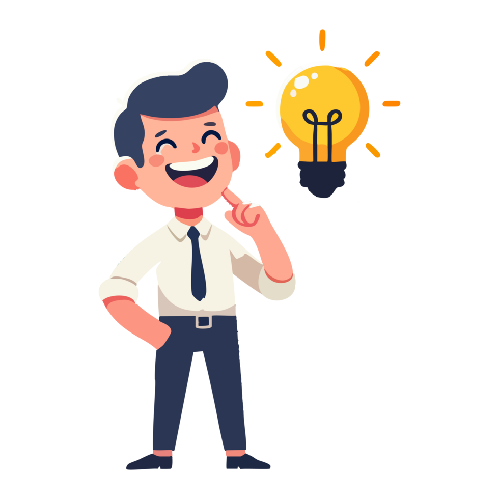 illustration of businessman and light bulb png