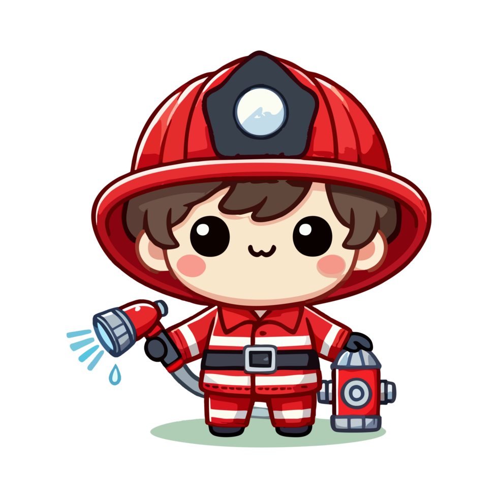 A cartoon boy firefighter character png