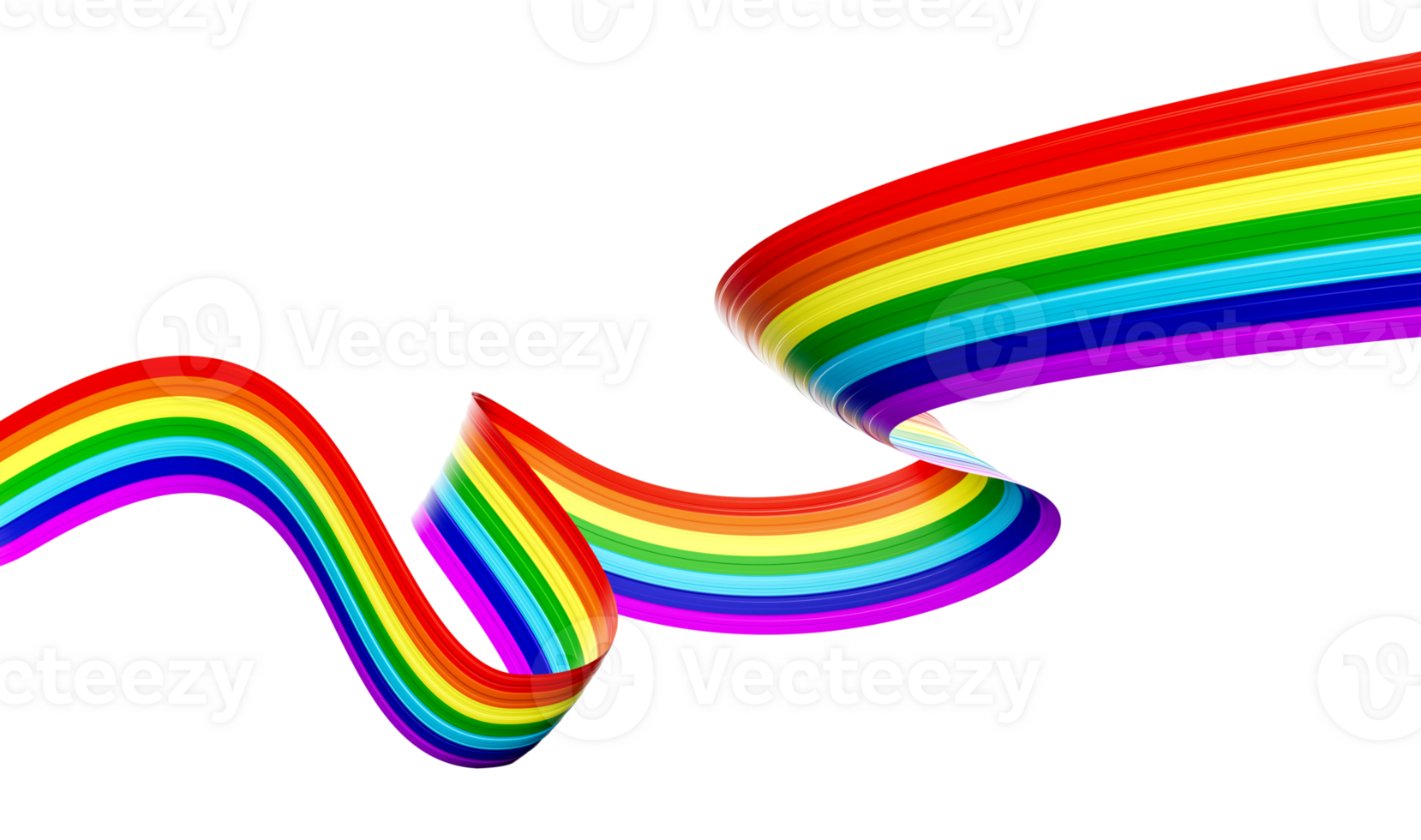 3d Wavy Shiny Ribbon Flag Of Rainbow 3d Illustration png