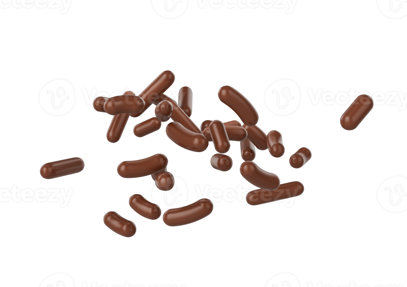 3d Chocolate Sprinkles scattered in the air, ideal for Desserts and Ice Cream 3D Illustration png