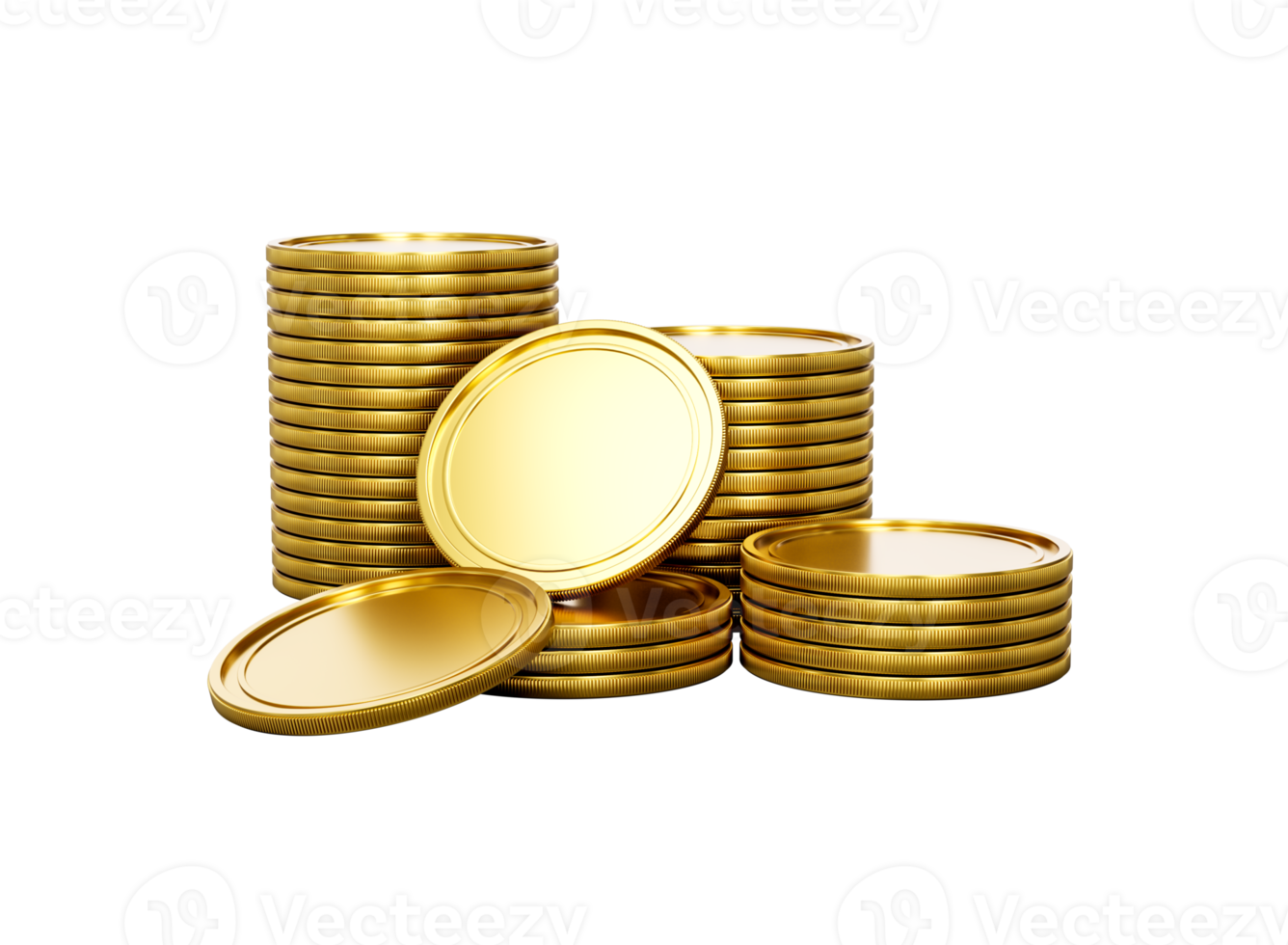 3d Stack Of Shiny Rounded Golden Coins 3d Illustration png
