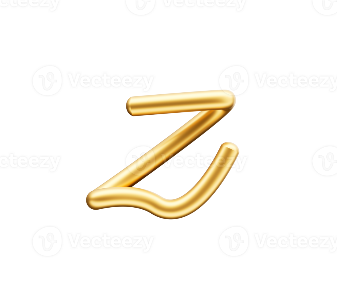 3d Golden Shiny Small Letter z Alphabet z Rounded Inflatable Font 3d Illustration png