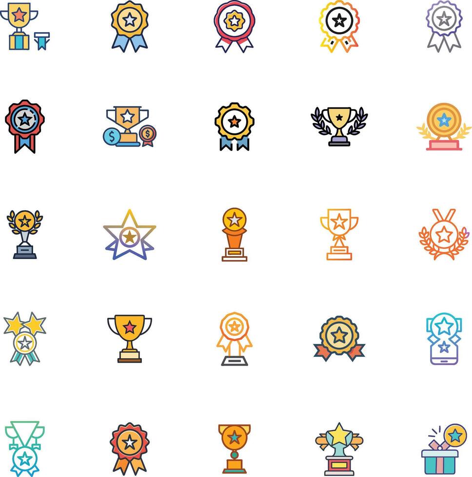 Success, Awards and Badges line color icon set. Pixel perfect. Editable stroke. For Mobile and Web. The set contains icons Award, Trophy Award, Success, Winning, Quality, Symbol, Diploma vector