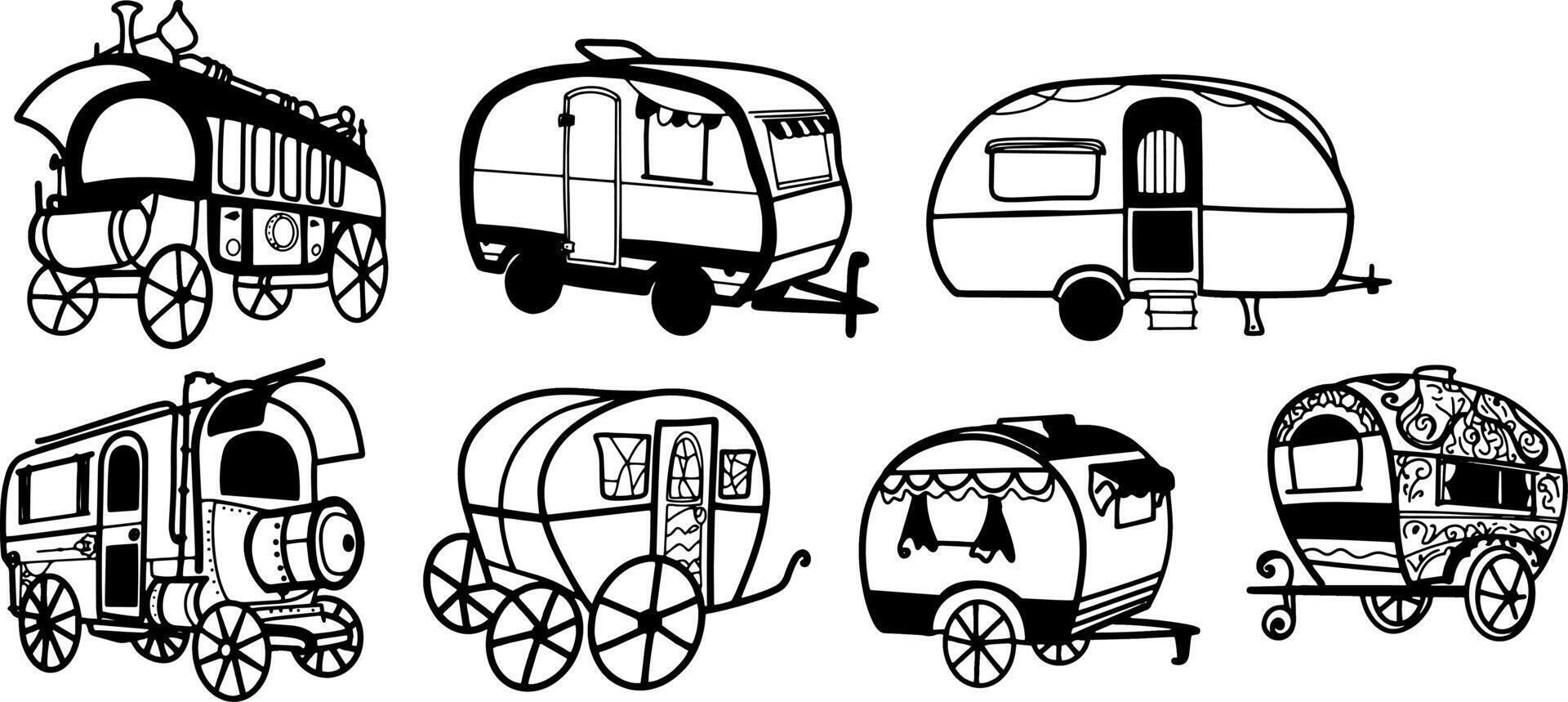 Minimal Caravan Art for Outdoor and Adventure Designs vector
