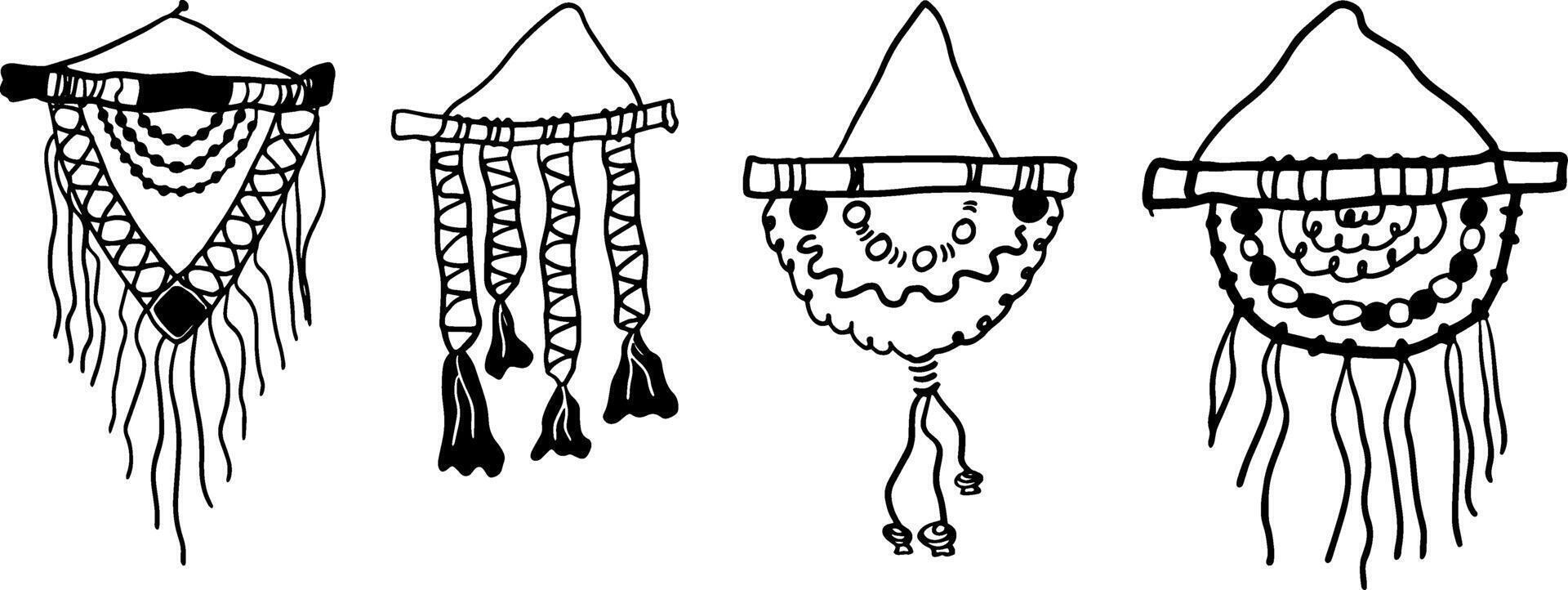 Minimalist Macrame Doodle Set for Creative Designs vector