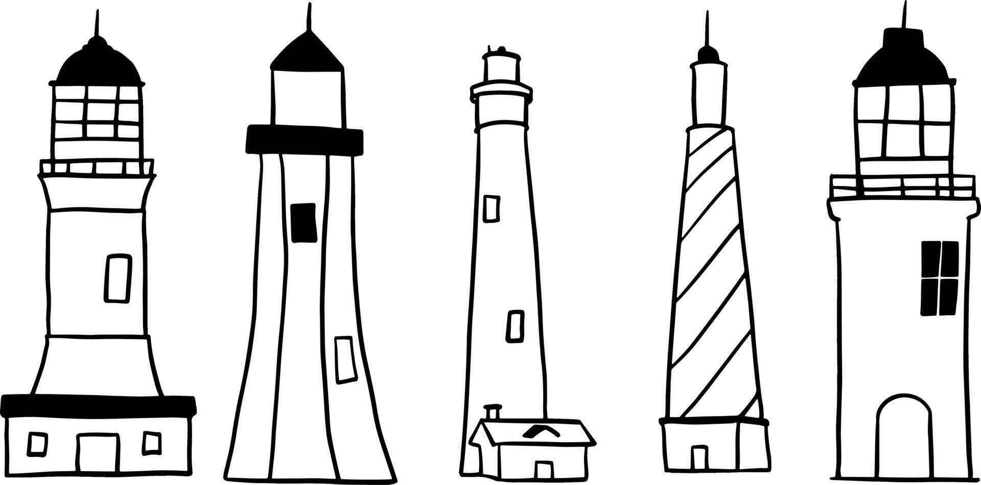 Minimalist Lighthouse Illustrations for Seaside Creations vector