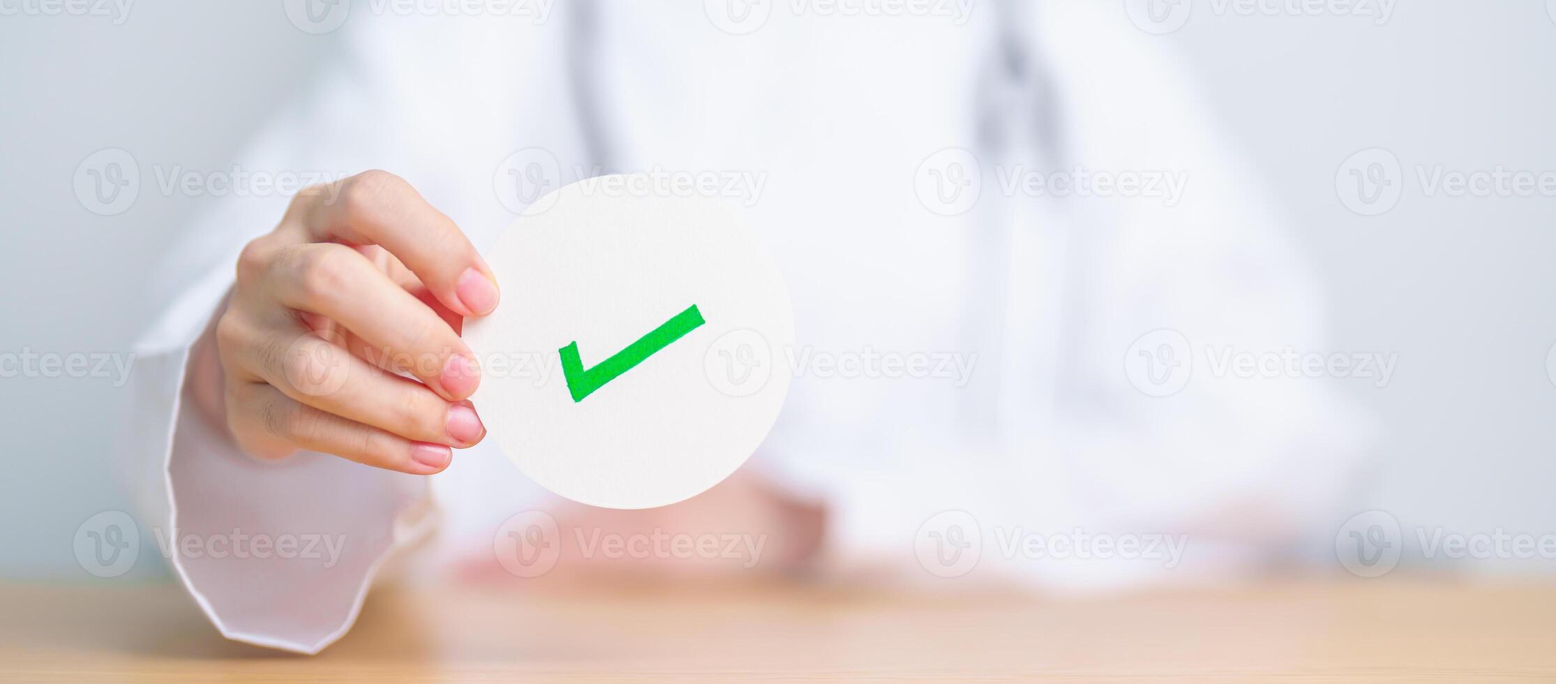 Doctor show Right symbol paper. True and false, accept and rejected, evaluation, Diagnosis, Vote, Poll, Yes or No, Health, Medical and Survey concepts photo