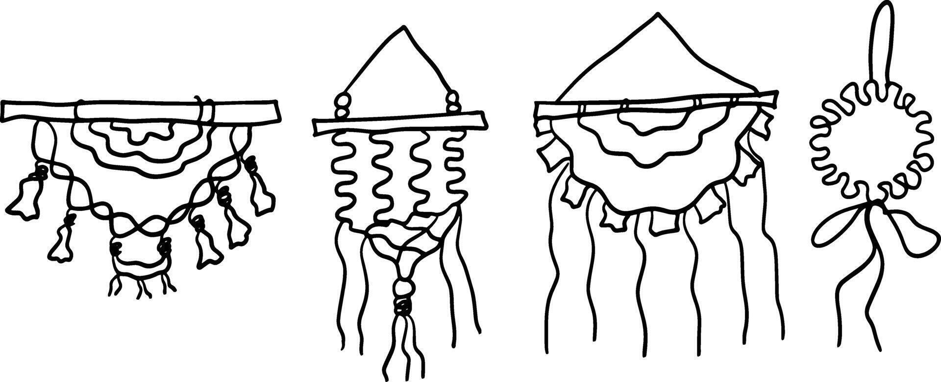 Minimalist Macrame Illustrations for Crafty Designs vector