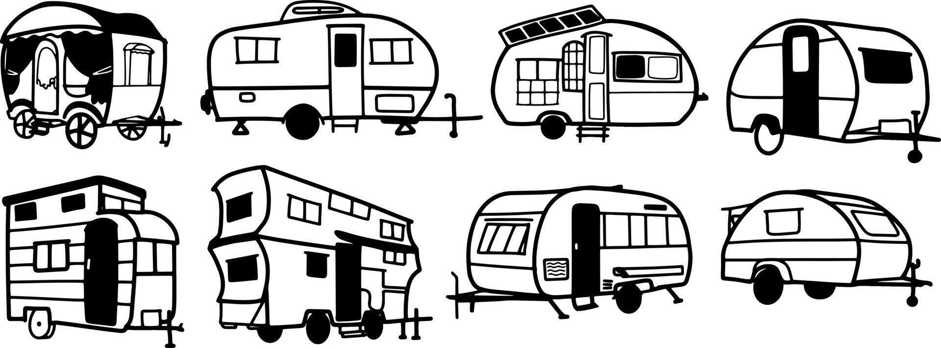 Simple Caravan Illustrations for Travel-Themed Designs vector