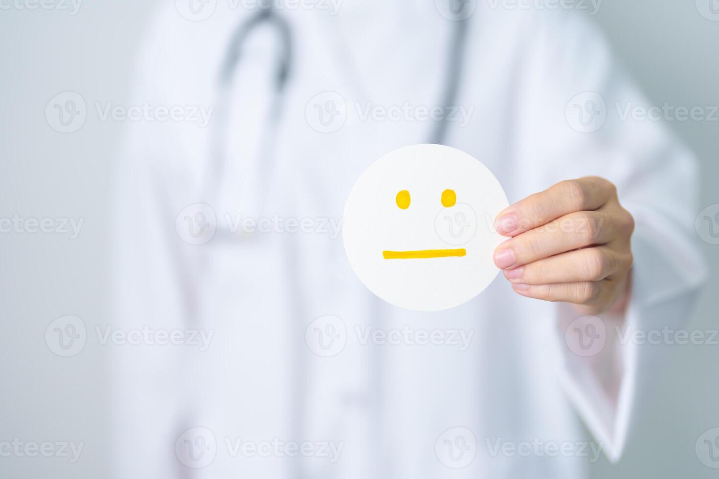 Doctor show Emotion face paper, Mental health Assessment, Psychology, Health Wellness, Feedback, Customer Review, Experience, Satisfaction Survey, World Mental Health day concept photo