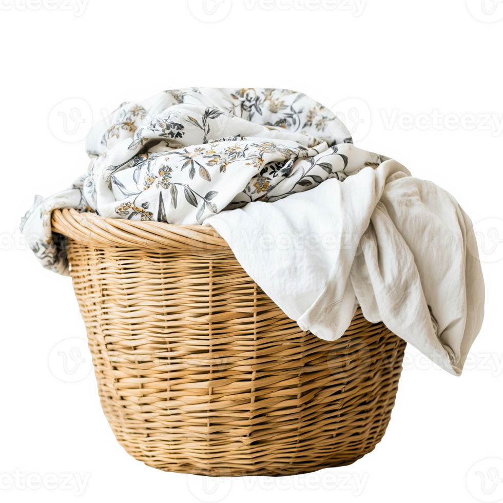 Laundry Basket Filled with Fresh Clothes transparent background png