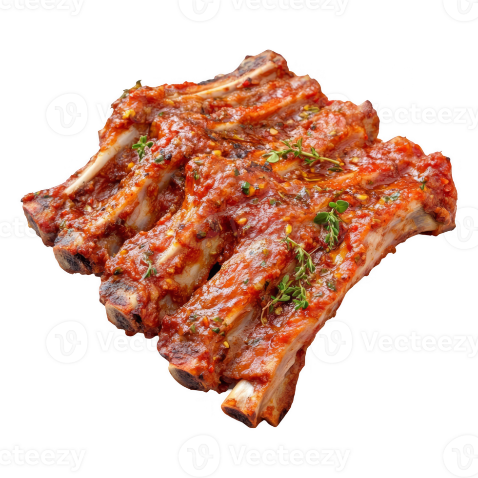 Flavorful BBQ Ribs with Spicy Marinade transparent background png