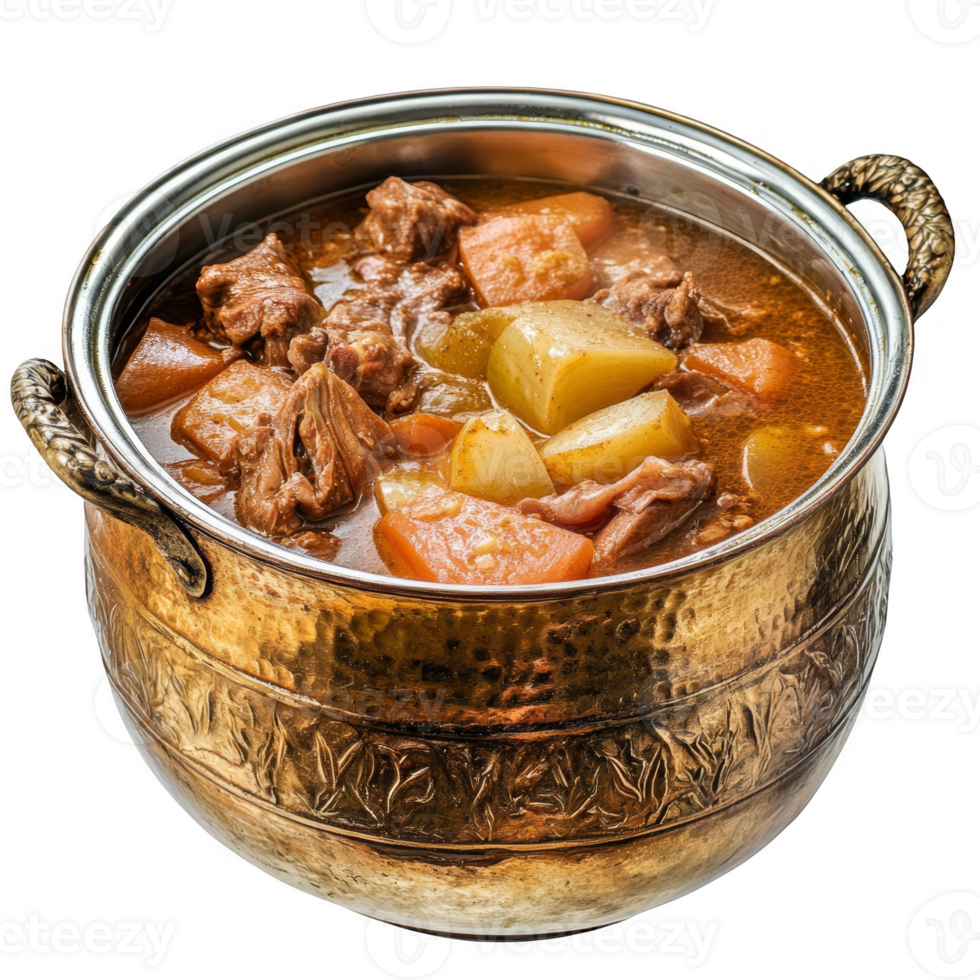 Simmering Stew in Copper Pot png