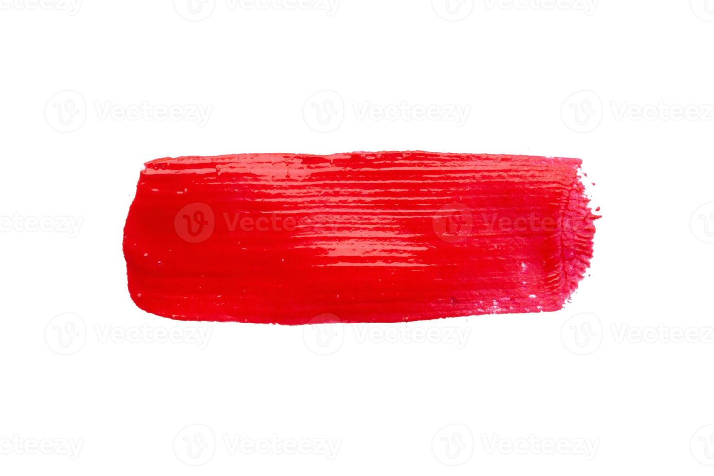 Red brush stroke isolated on white background photo