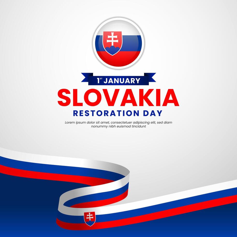 Slovakia flag for Independence day banner background with waving ribbon flag vector