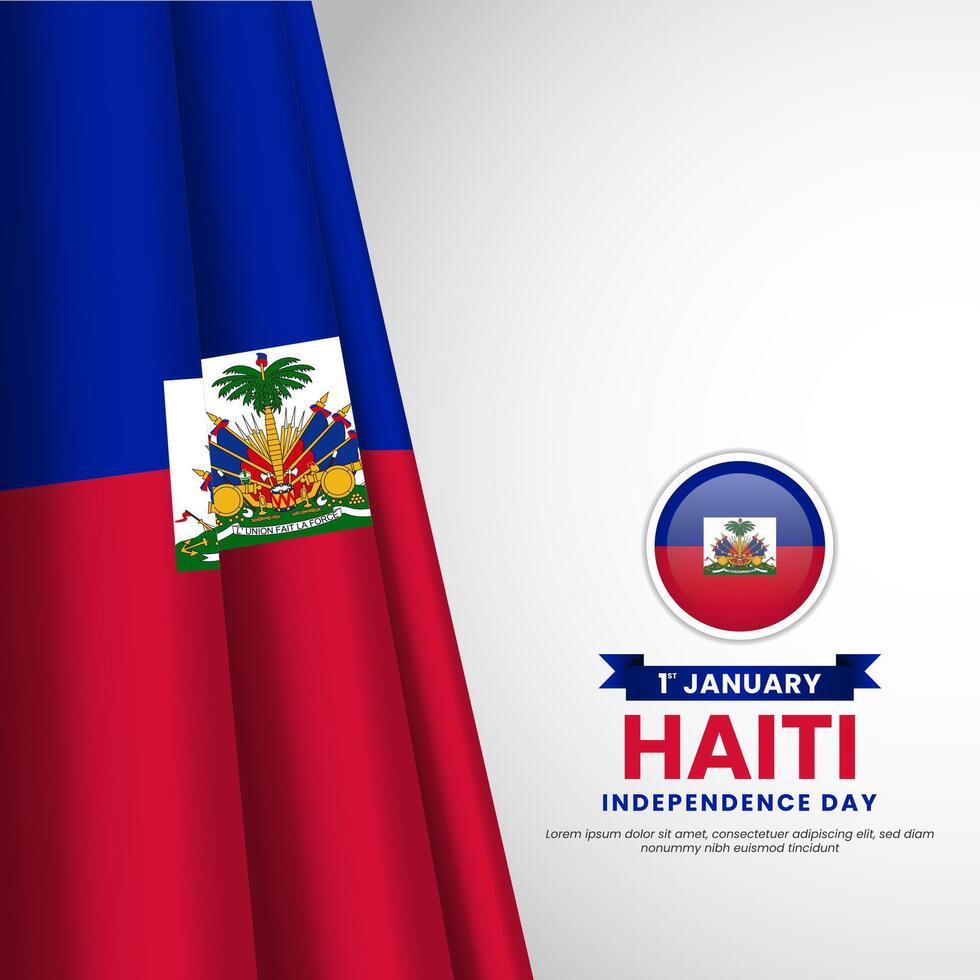 Haiti independence day square banner background template with waving flag vector