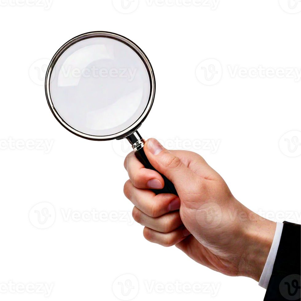 a person is holding a magnifying glass png