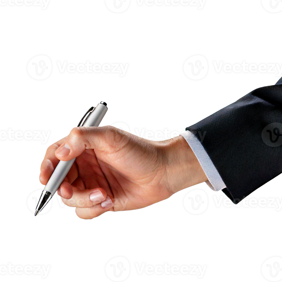 a hand is holding a pen and writing png