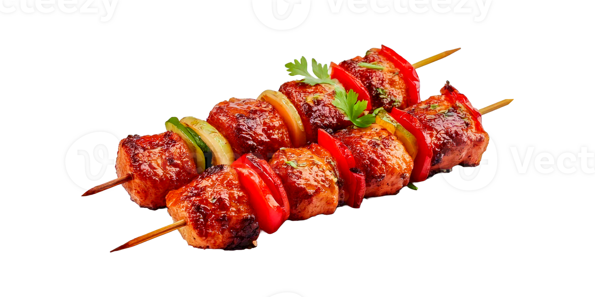 a skewer of grilled meat is a popular dish Delicious grilled kebabs on skewers png
