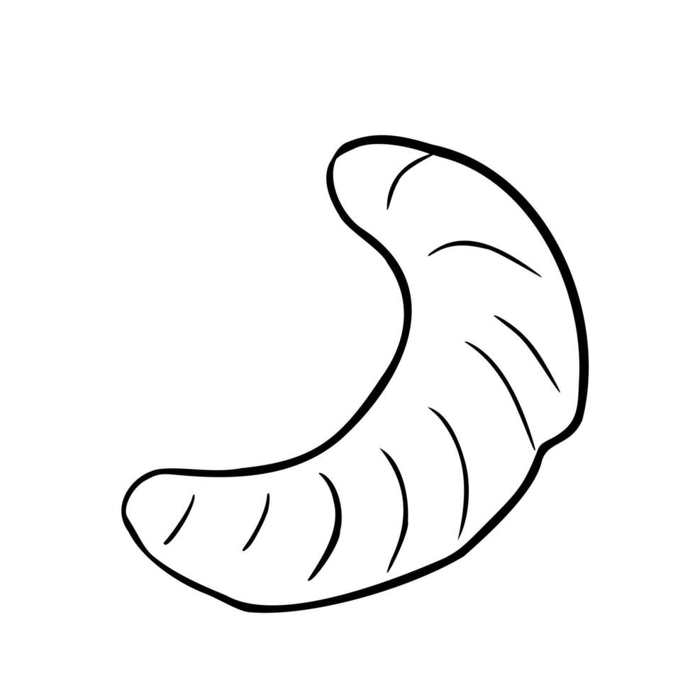 Croissant black white illustration isolated. French crescent roll hand drawn graphic sketch. Viennoiserie pastry for bakery signage, menu cafe and packaging. Kifla, cornetto contour line art. vector