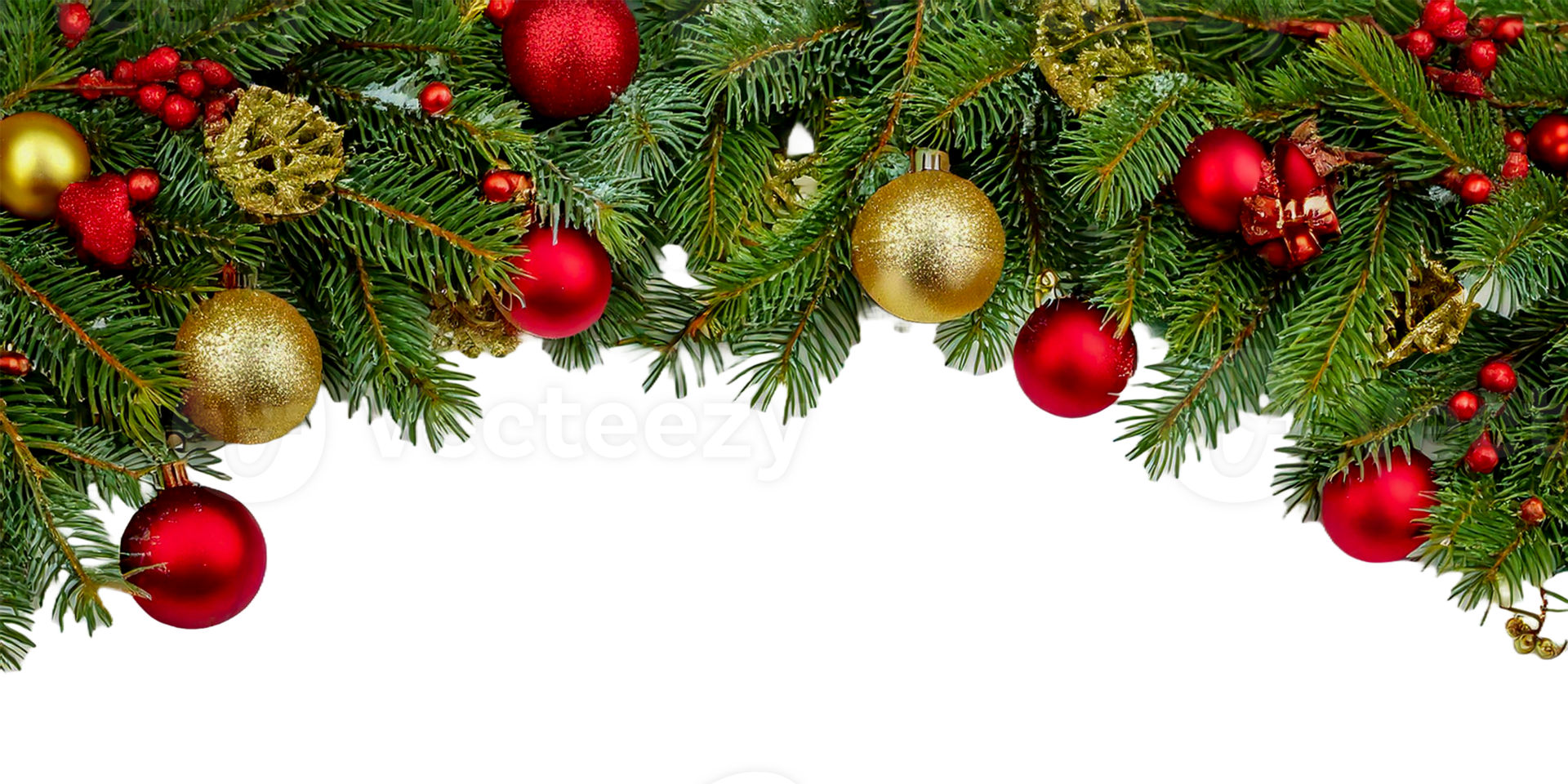 Christmas tree with a garland and balls png