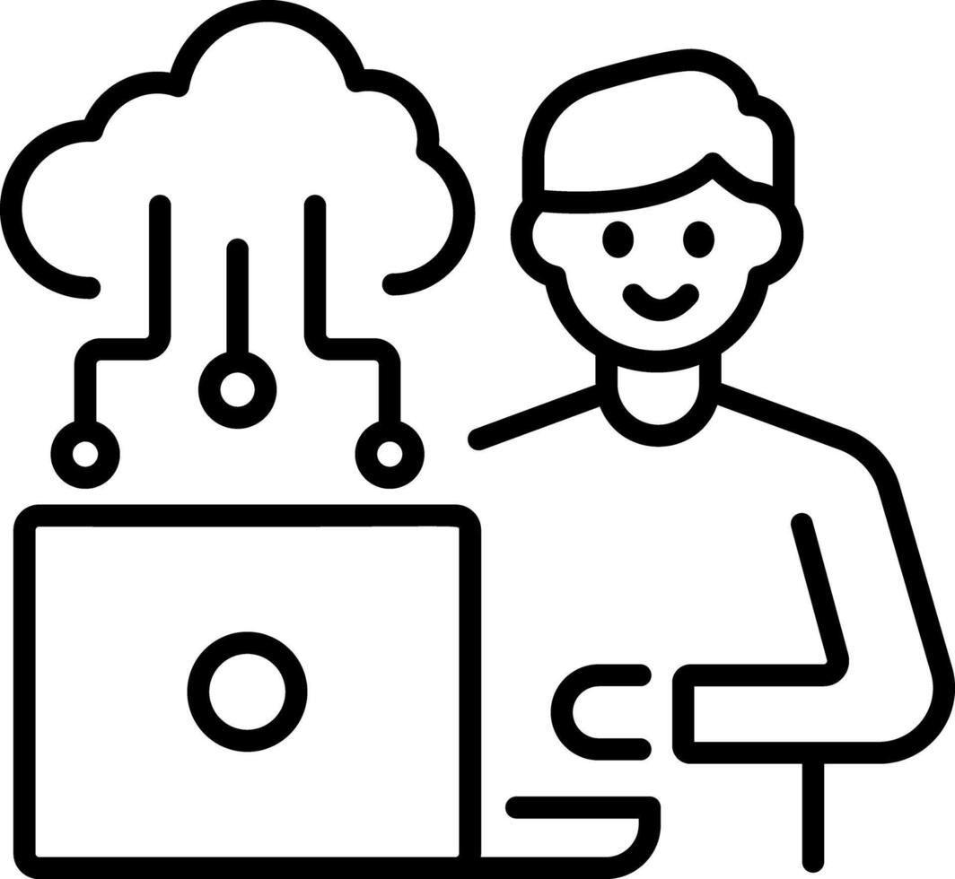 Cloud sharing icon in linear style vector