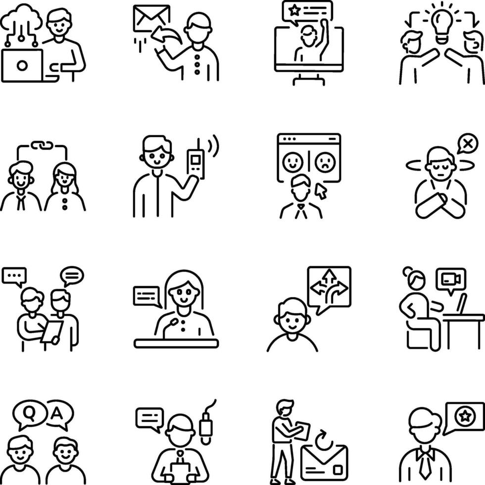 Collection of Linear Style Collaboration Icons vector
